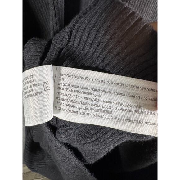 Abercrombie &‎ Fitch Dress Women XS Black Ribbed Side Cut Out Midi Stretch - Picture 3 of 7